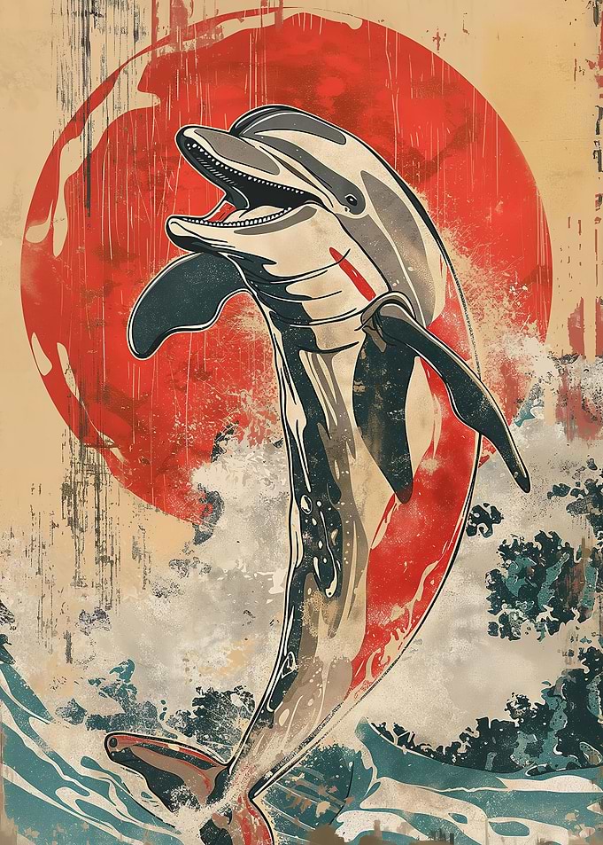 Dolphin Rising Sun Vintage