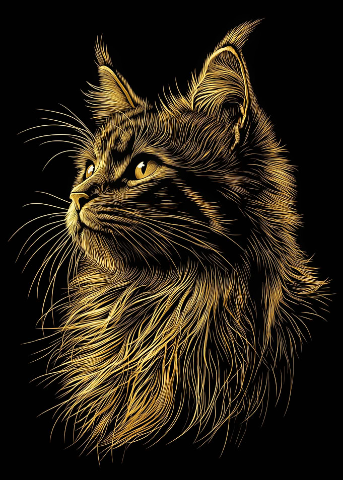 Golden Maine Coon Cat Portrait