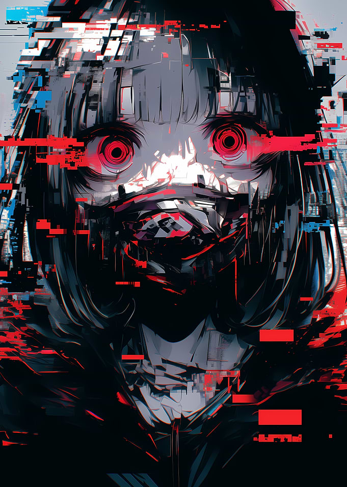Anime Girl with Glitch Effect