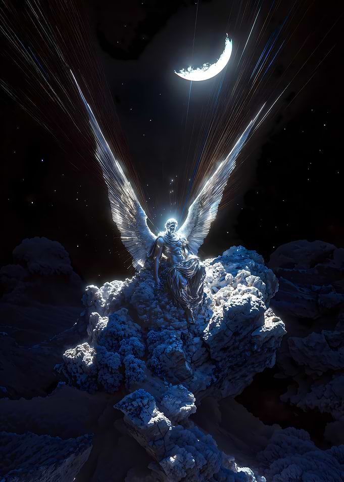 Angel Under Crescent Moon
