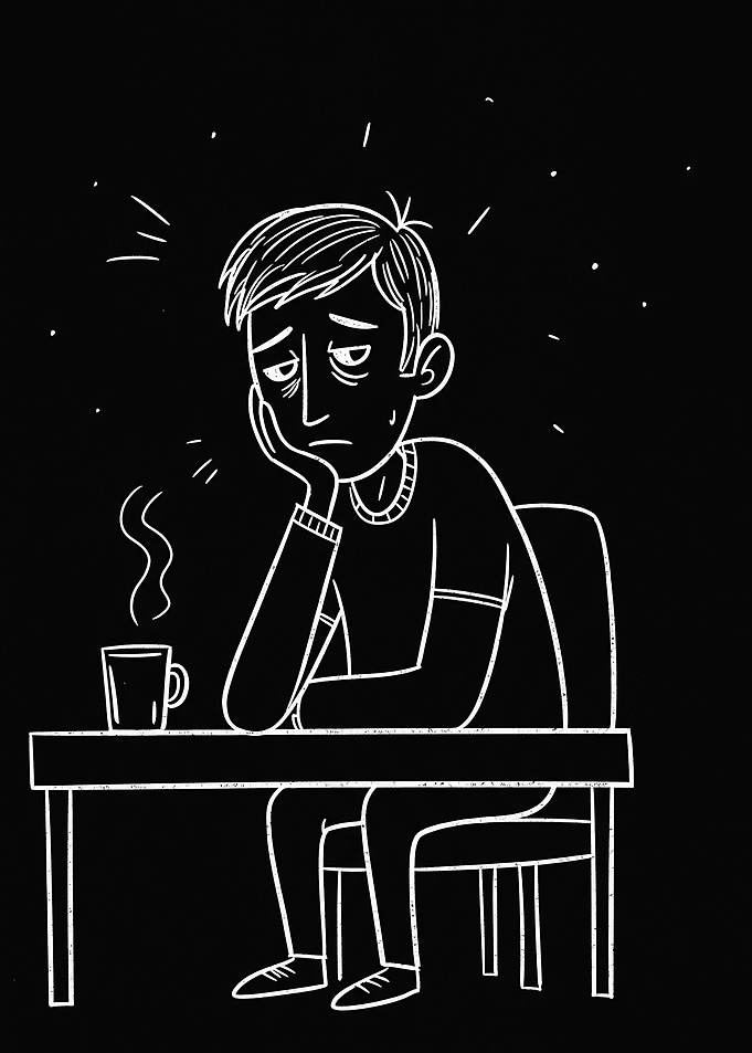 Tired Man at Table