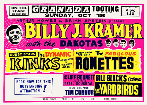 Billy J. Kramer Concert Poster — retro advertising art on metal