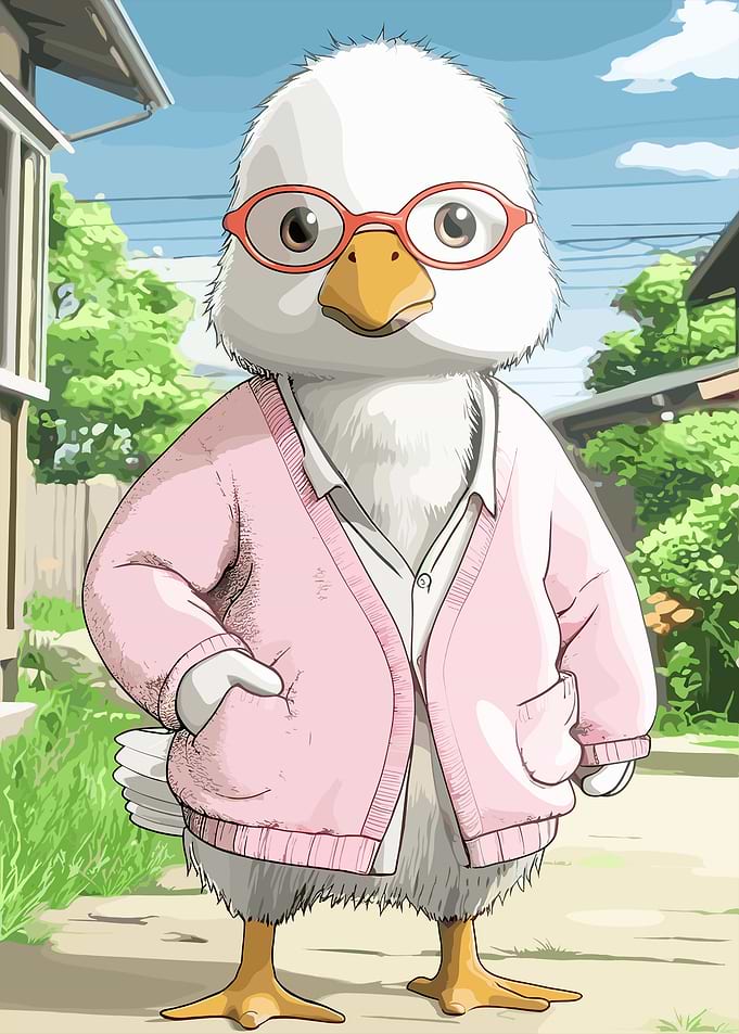 Duck in Pink Cardigan