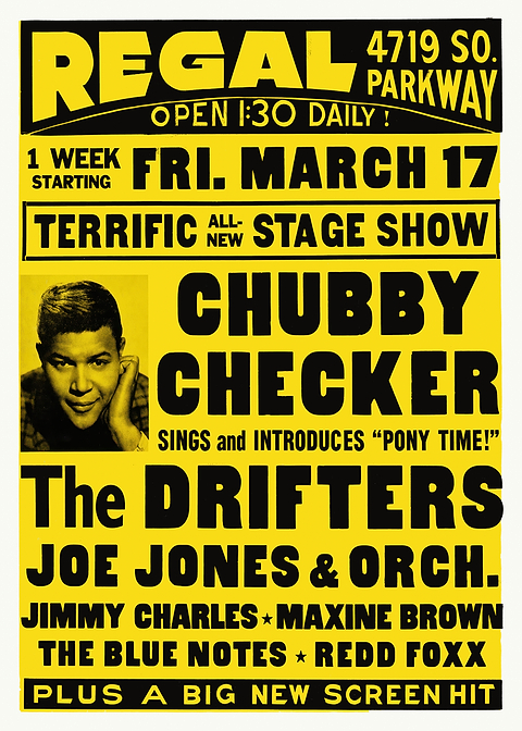 Chubby Checker Concert Poster — retro advertising art on metal