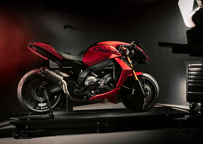 Red Sportbike on Platform