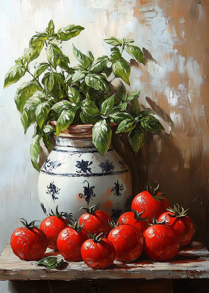 Still Life with Tomatoes and Basil