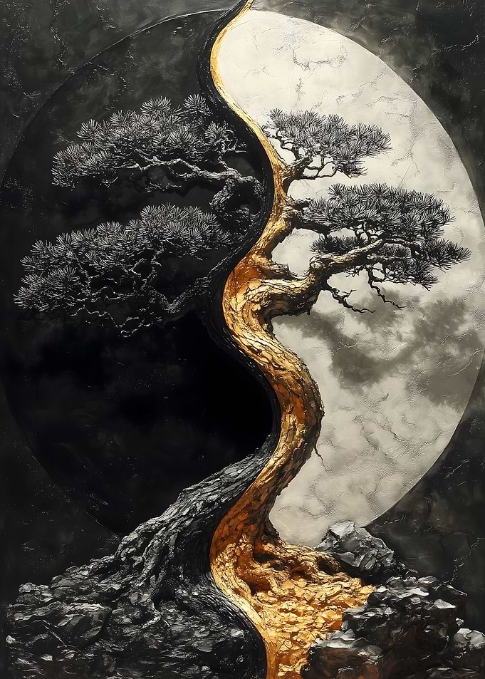 Gold & Black Bonsai Tree