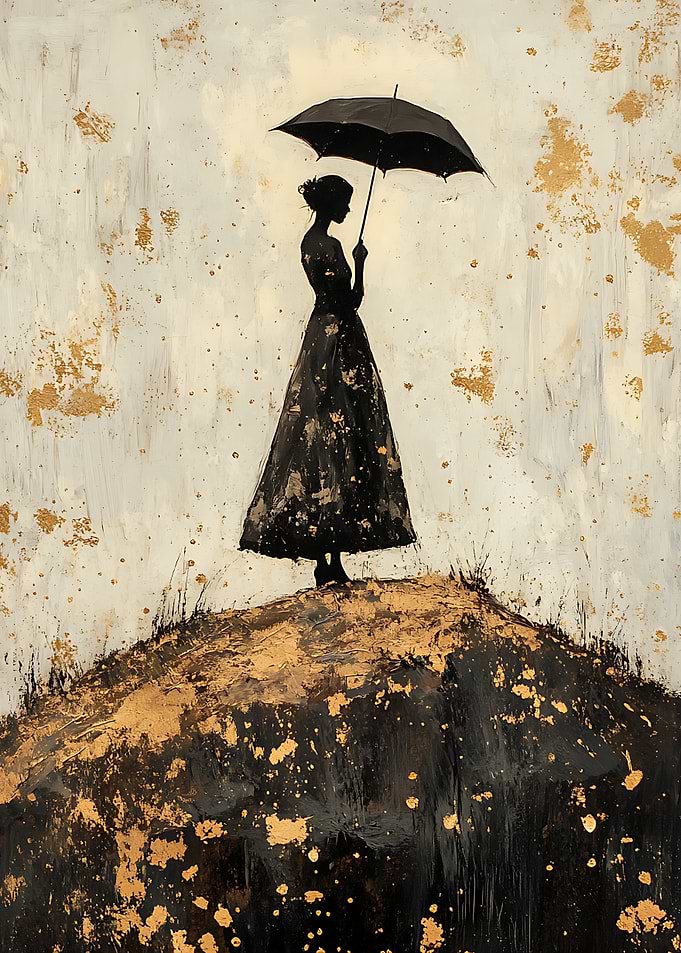 Silhouette Under Umbrella