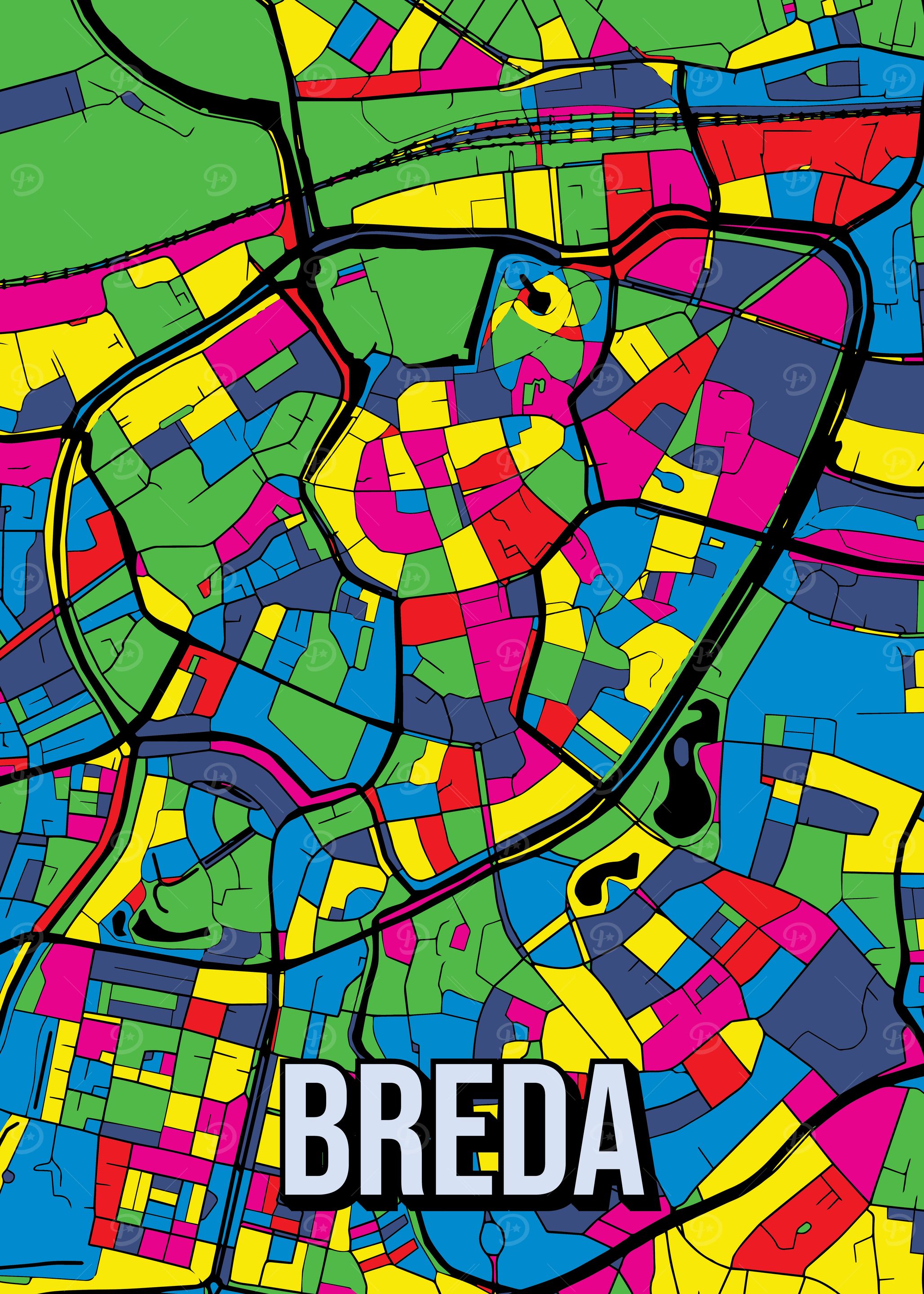 Breda Brabant City Map Pop Art