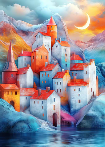 Dreamy Village Landscape