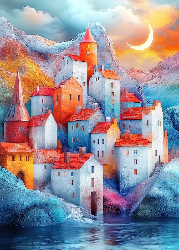 Dreamy Village Landscape