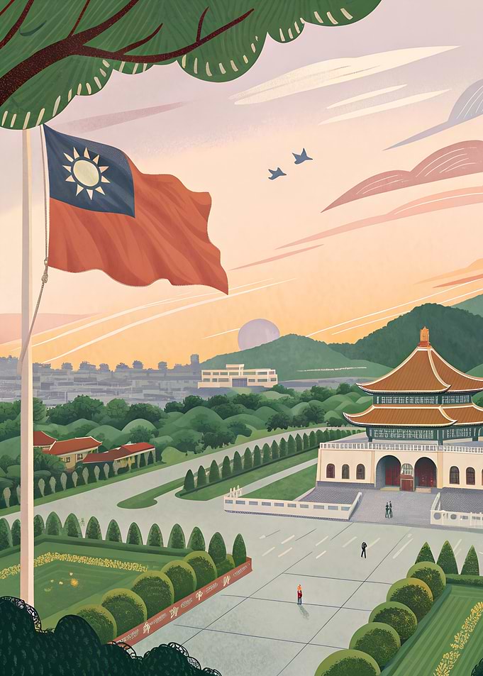 Taiwanese Flag & Pagoda