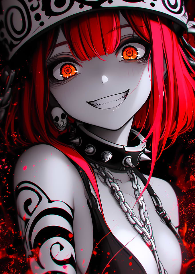 Anime Girl with Red Hair Gaming
