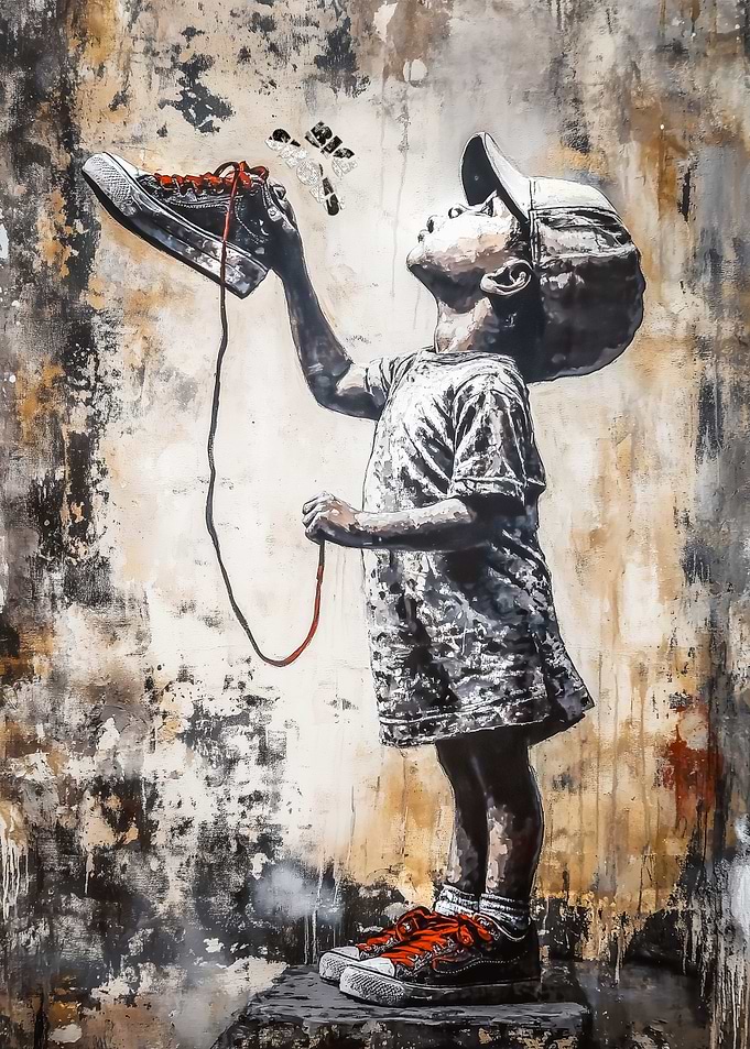 Child Holding Shoe