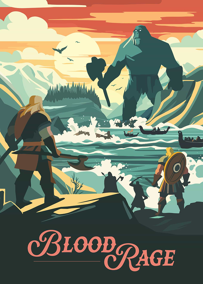 Blood Rage Board Game Inspired Illustration Poster