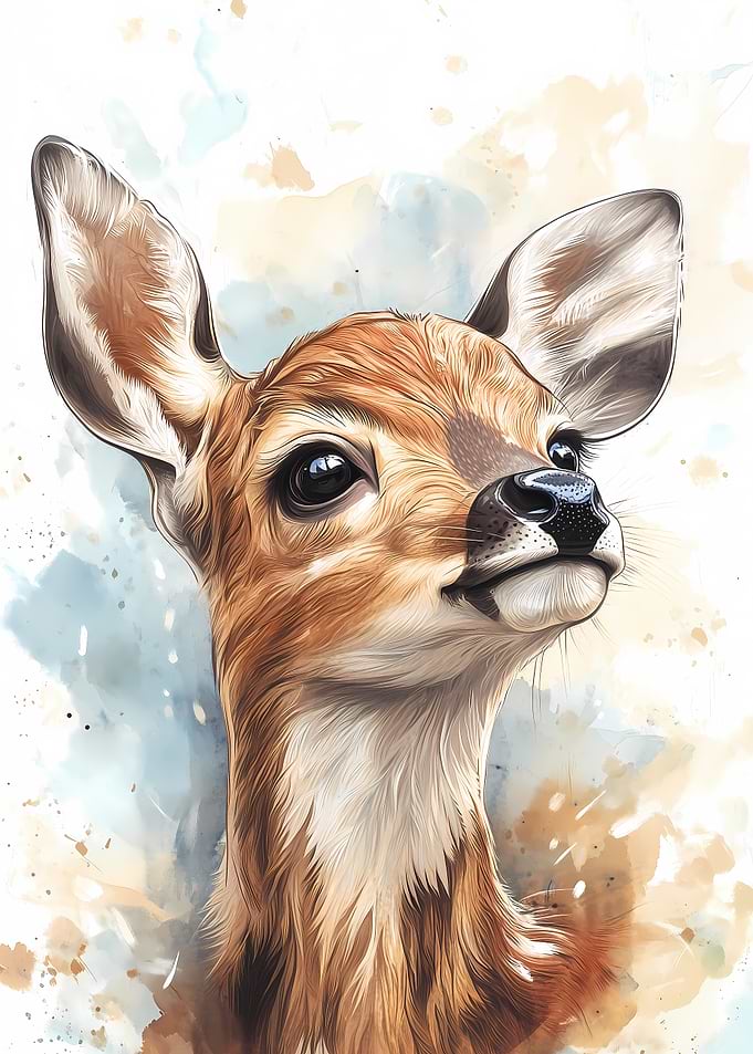 Fawn Watercolor Portrait