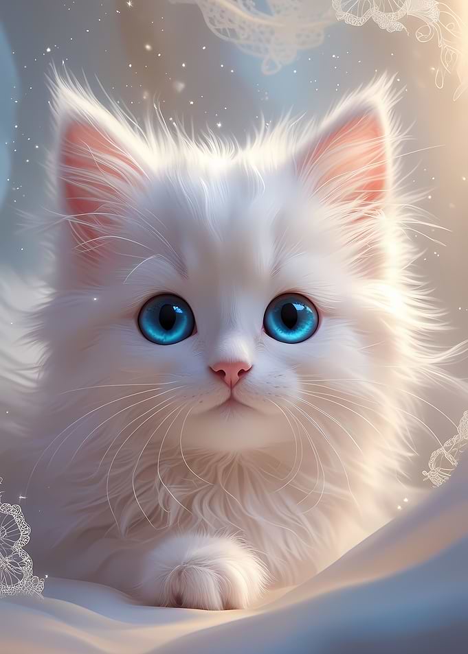 White Kitten with Blue Eyes