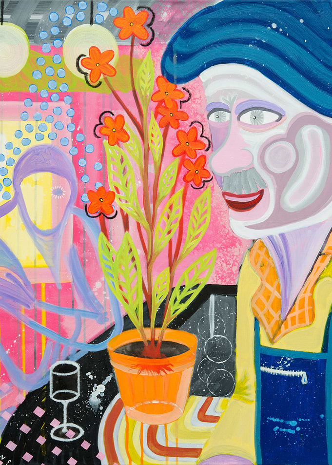 Colorful Portrait with Plant