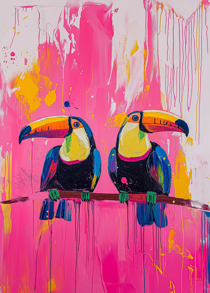 Toucan Painting on Pink