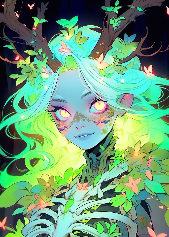 Anime Glowing Forest Spirit Girl