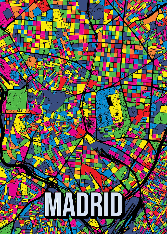 Madrid Spain City Map Pop Art