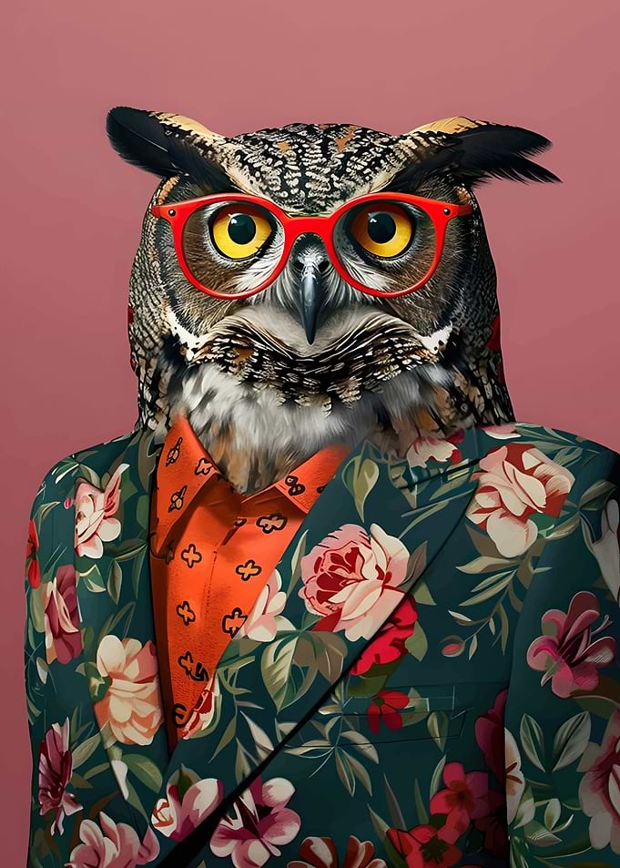 Owl in Floral Suit