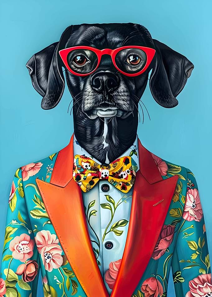 Dog in Suit and Glasses