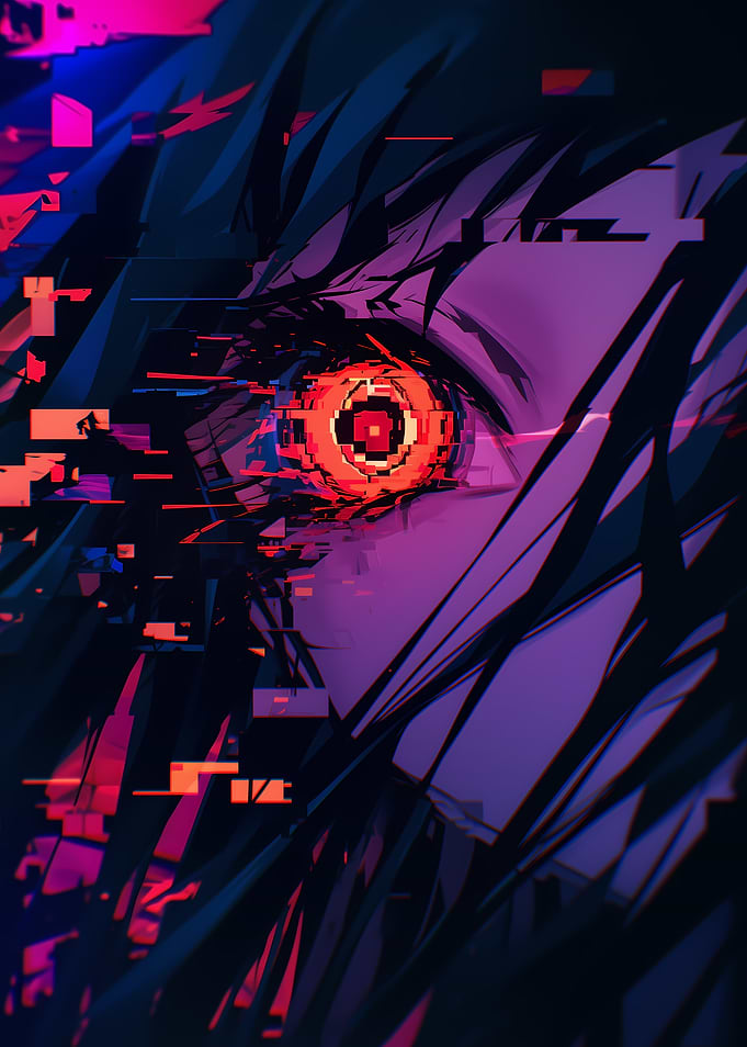 Anime Eye with Glitch Effect