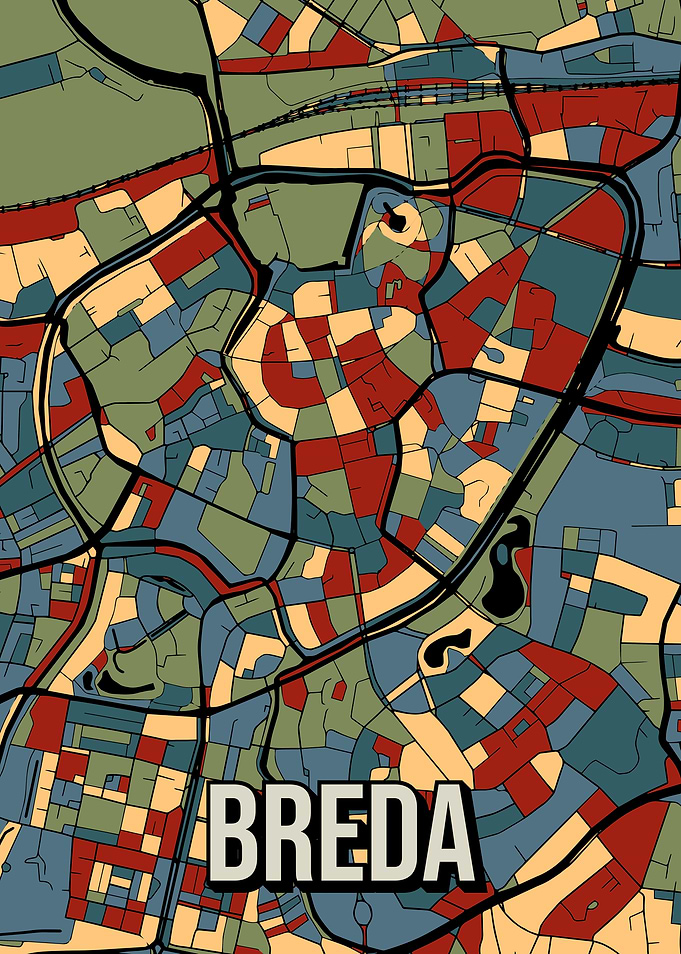 Breda Brabant Netherlands City Map Travel Poster Art