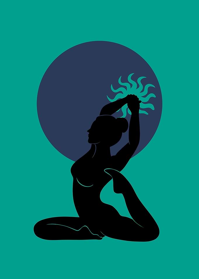 Yoga Silhouette with Sun