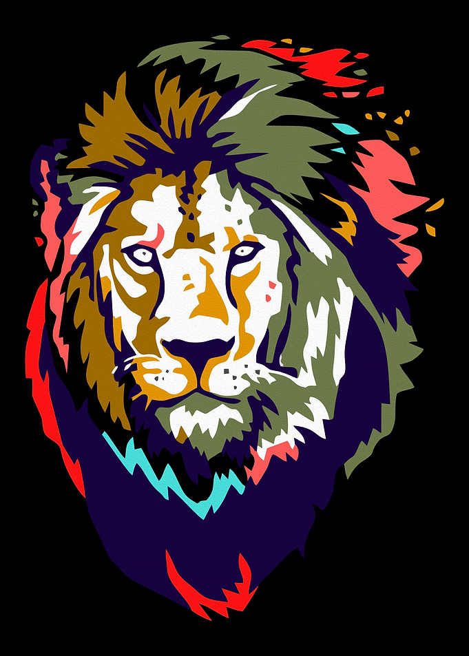 Colorful Lion Portrait