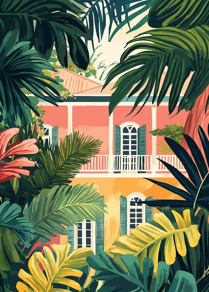 Florida Tropical Architecture Minimalist Art