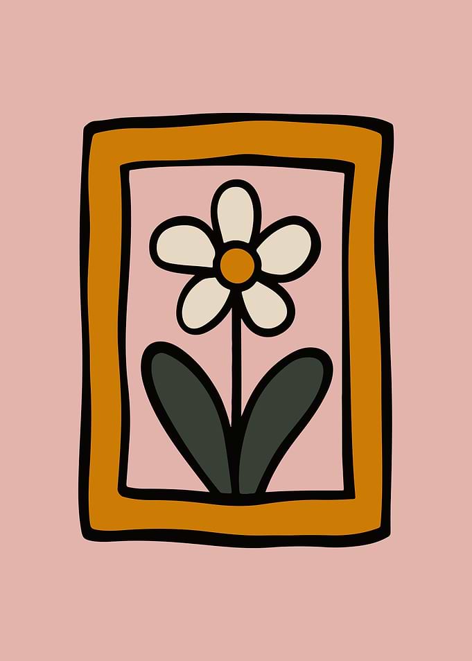 Retro Daisy Flower Print – Groovy 70s Aesthetic Wall Art