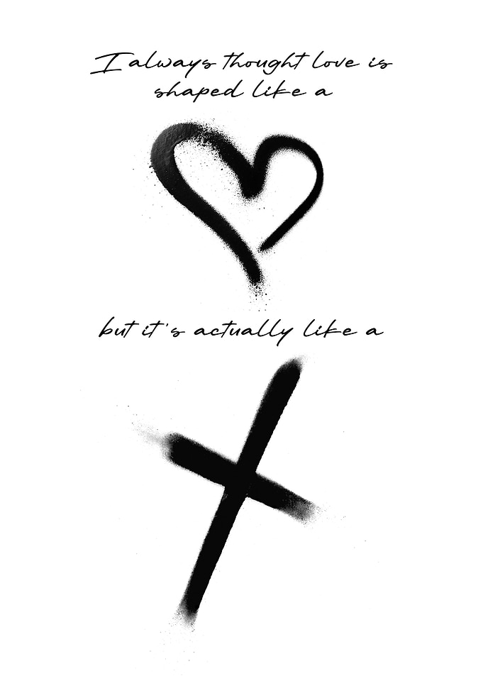 Love is a Cross Religious Quote Inspirational Motivational Art