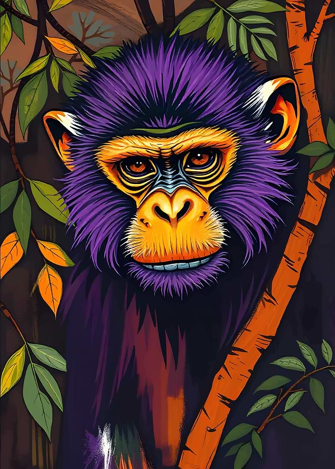 Purple Monkey Portrait