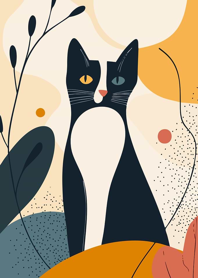 Cute Black Cat Abstract Art
