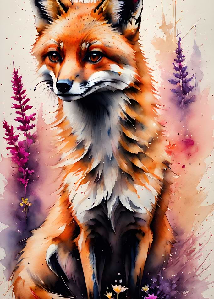 Watercolor fox