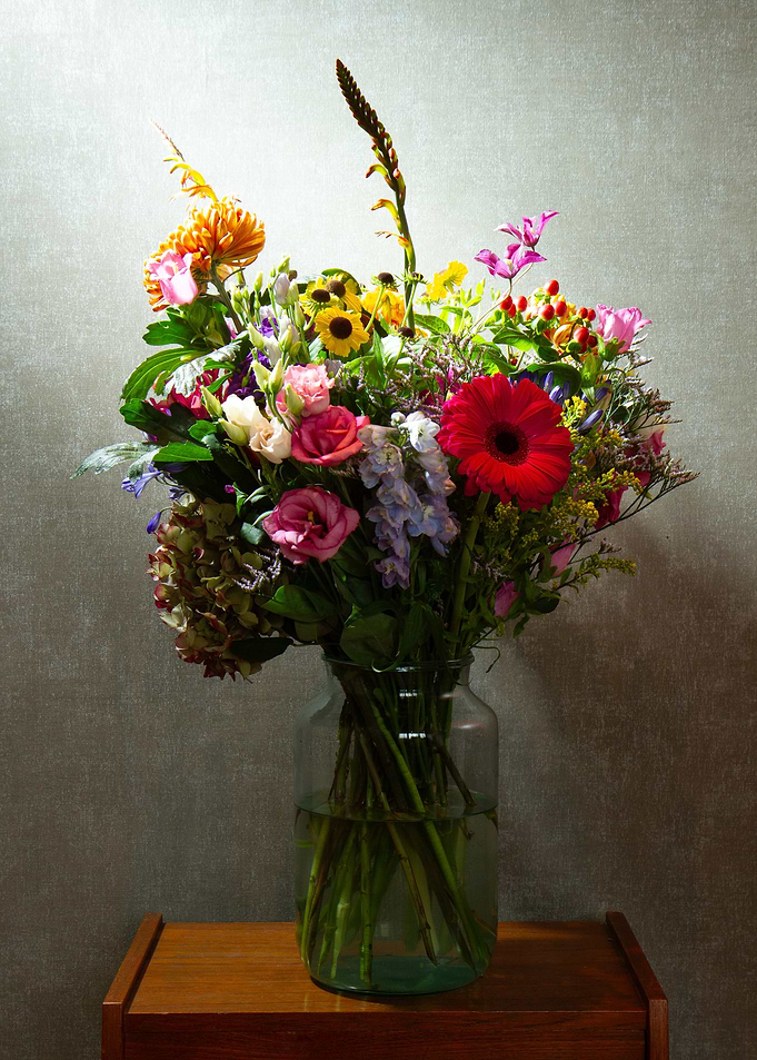 Colorful Flower Bouquet on a grey background