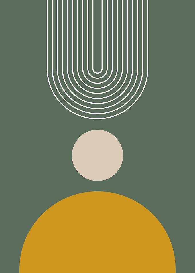 Abstract Green, White, and Yellow Art