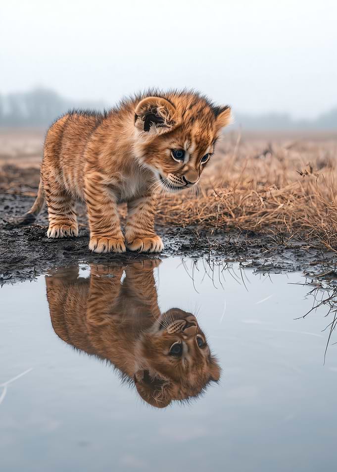 Lion Cub Reflection