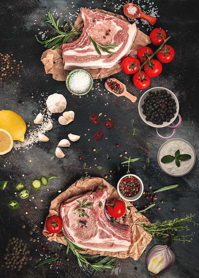 Raw Pork Chops with Herbs