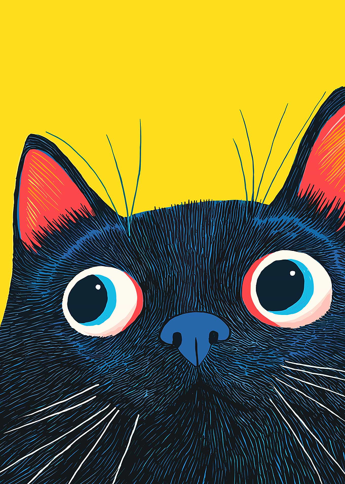 Curious Cat Illustration