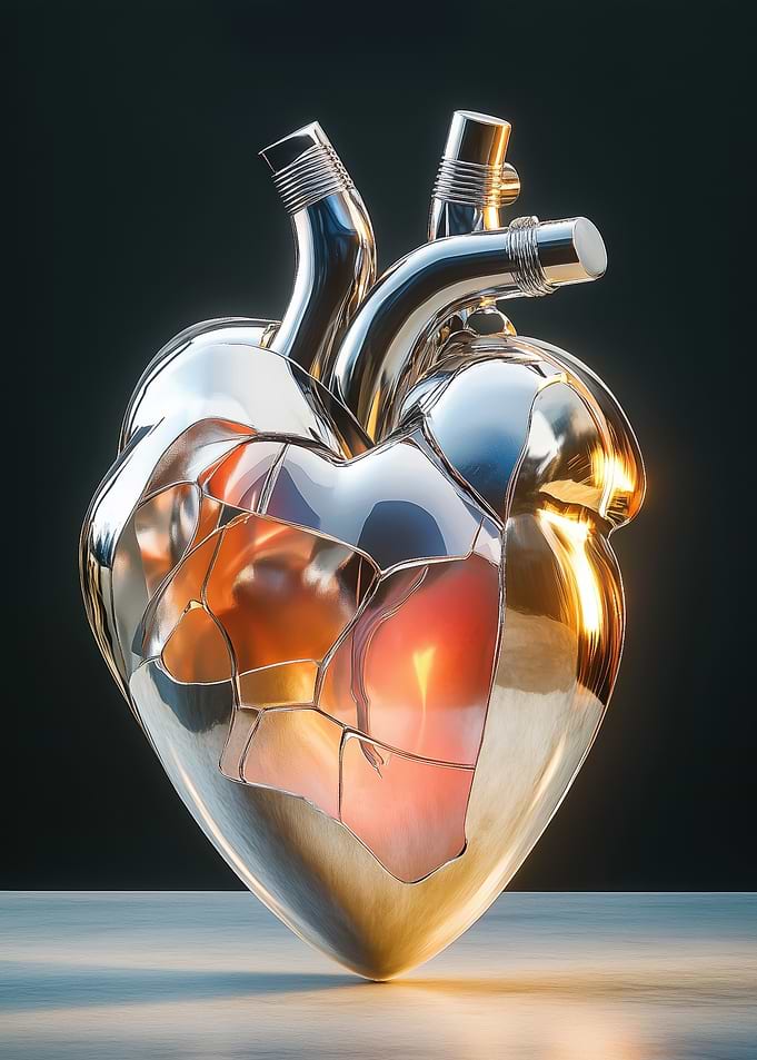 Metallic Heart Sculpture