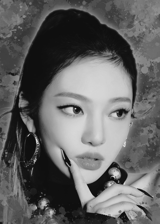 Ningning Aespa Black and White Portrait