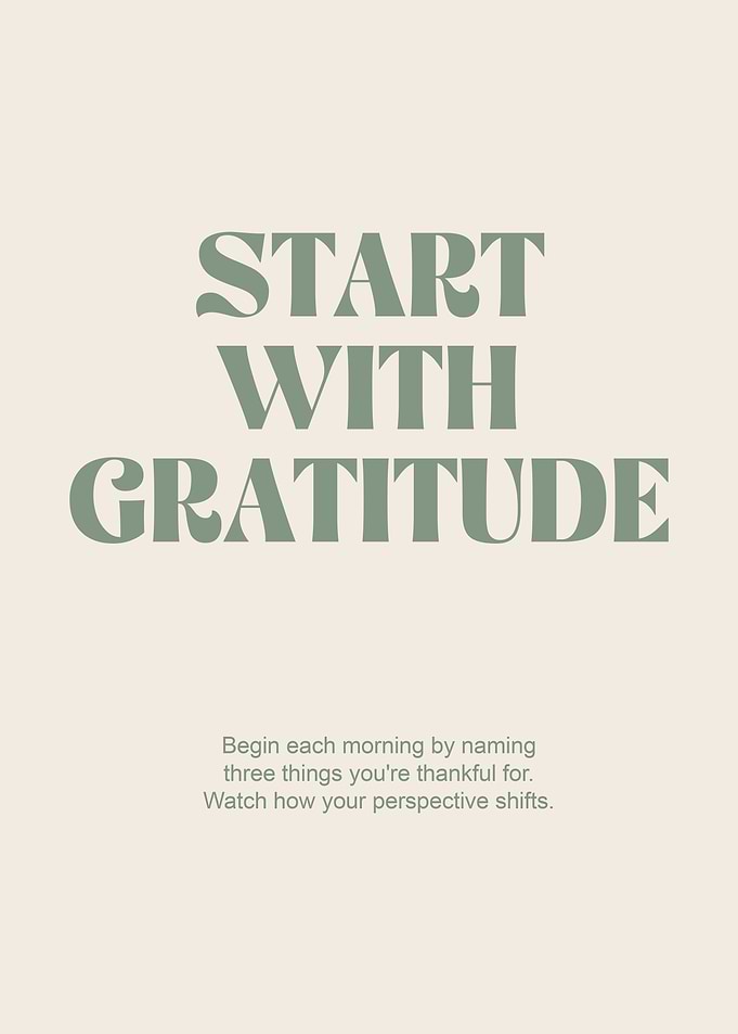 Start With Gratitude Poster Life Quote Positive Phrases