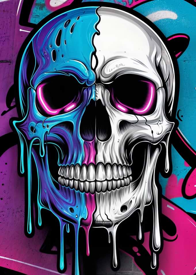 Neon Drip Skull