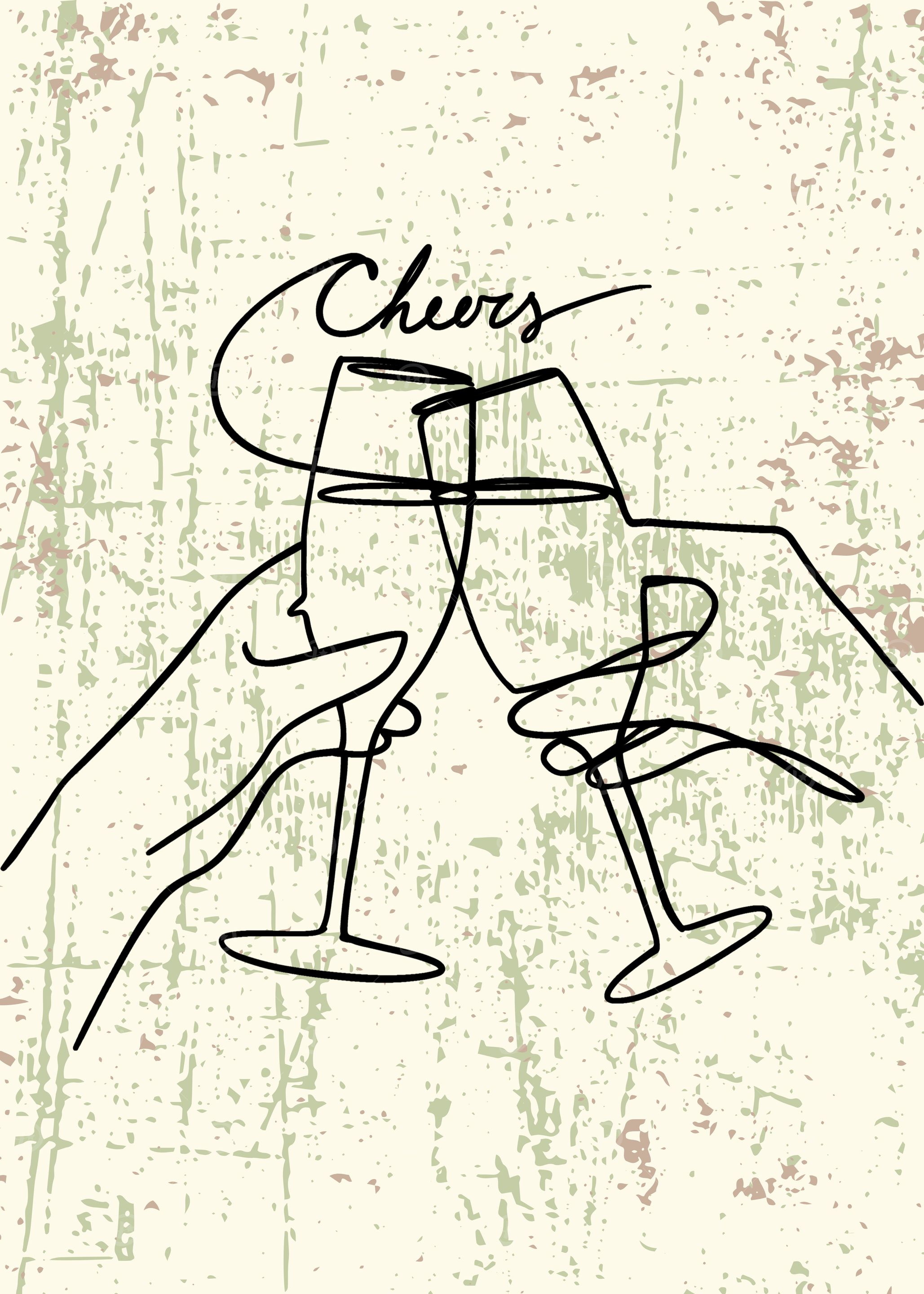 Cheers Toast Line Art