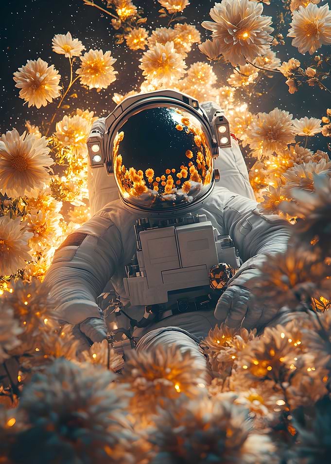 Surrounded by floating golden chrysanthemums the a Poster
