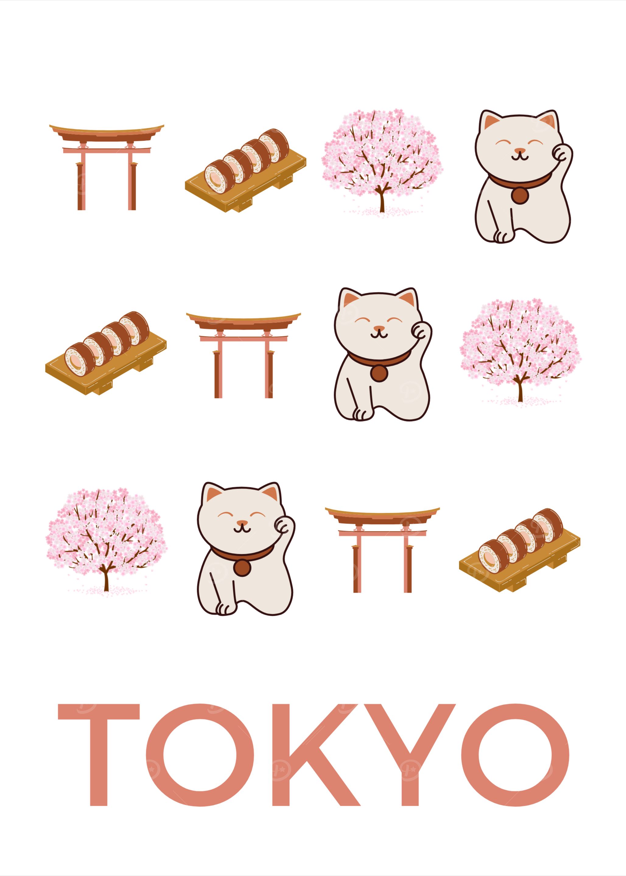 Tokyo Retro Art Modern Decor Pink Tones