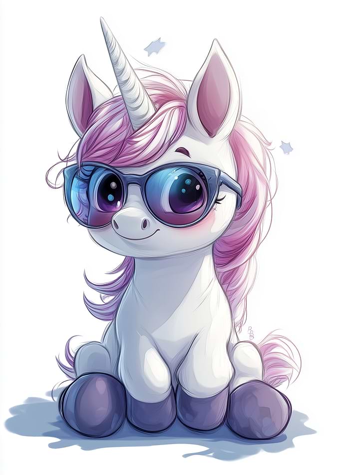 Cute Unicorn with Sunglasses